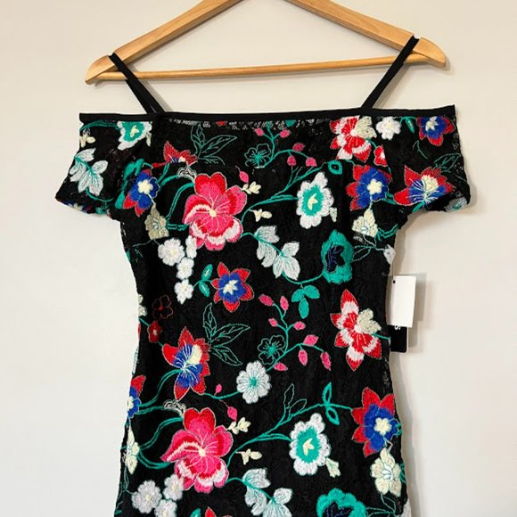 Embroidered Lace Cold-Shoulder Dress #18 - Picture 4 of 10